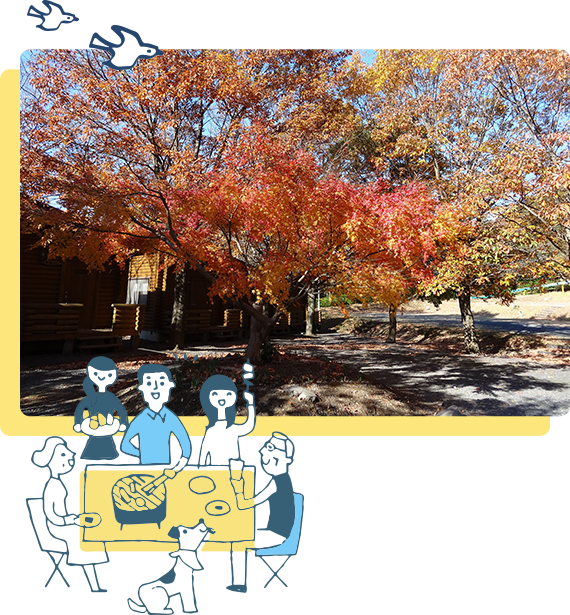 Hitsurugisan Campground Cherry blossoms in the spring, gorgeous leaves in the fall