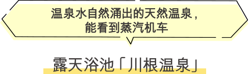 露天浴池“川根温泉” 温泉水自然涌出的天然温泉，能看到蒸汽机车