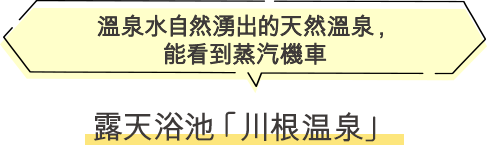 露天浴池「川根溫泉」 溫泉水自然湧出的天然溫泉，能看到蒸汽機車